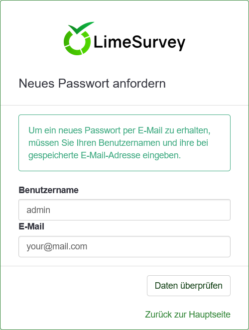 LimeSurvey Login Panel