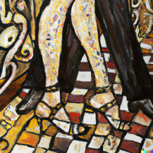 DALL·E-Paint-the-feet-of-a-Tango-couple-and-a-tango-salon-in-the-style-of-Klimt